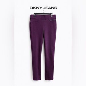 DKNY Jeans Plum Ponte Knit Pull On Pants Stretch Slim Leg Size Small